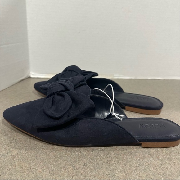 J. Crew Factory Size 7 Elegant Black/Navy Bow Mules Slides NWOT - Picture 5 of 8